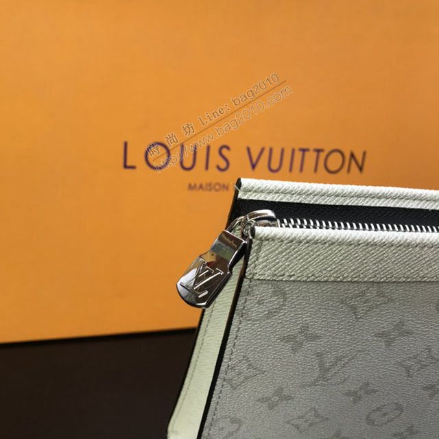 lv新款包包 路易威登Pochette Voyage中號手袋 Monogram Eclipse帆布 lv男士手包  ydh3930